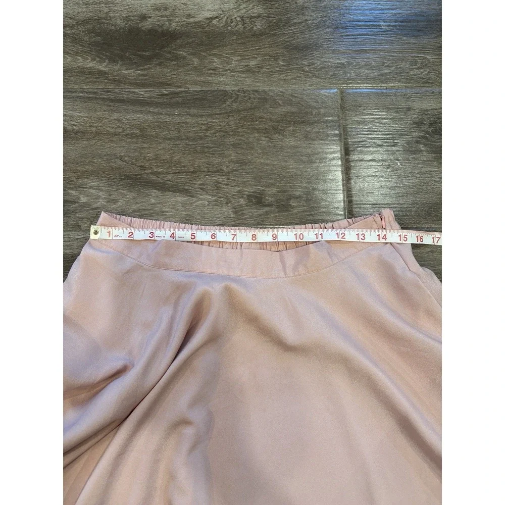 Lara Women's Light Pink XL Tiered Ruffle Skirt Elastic Waist Pockets Knee Length